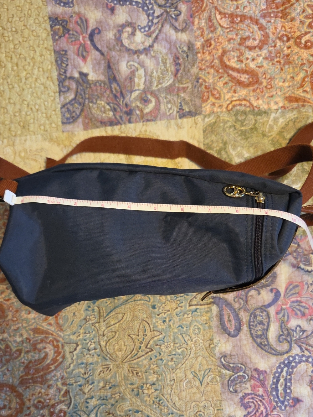 Longchamp Le Pliage Navy and Brown Leather Trim Small Backpack - Picture 8 of 9